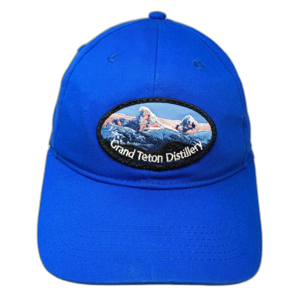 Big X Baseball Cap Blue One Size Grand Teton Distillery Mountain Patch Hat
